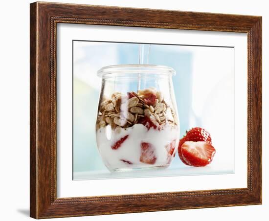 Yoghurt with Muesli and Strawberries-Dieter Heinemann-Framed Photographic Print