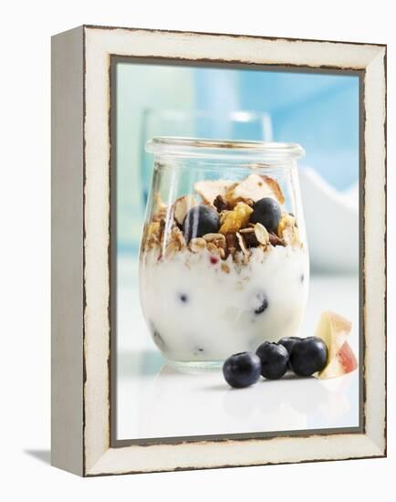 Yoghurt with Muesli, Blueberries, Apple and Dried Fruit-Dieter Heinemann-Framed Premier Image Canvas