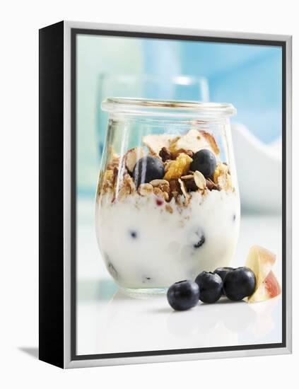 Yoghurt with Muesli, Blueberries, Apple and Dried Fruit-Dieter Heinemann-Framed Premier Image Canvas
