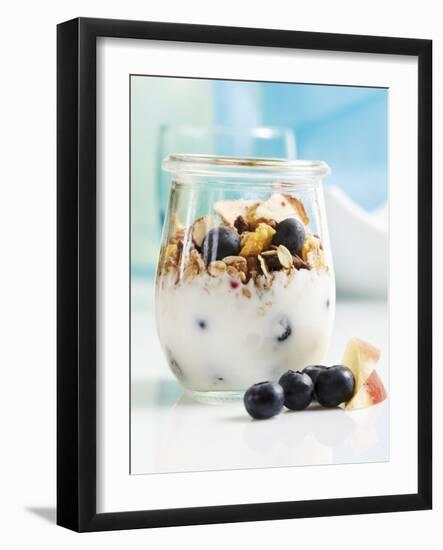 Yoghurt with Muesli, Blueberries, Apple and Dried Fruit-Dieter Heinemann-Framed Photographic Print