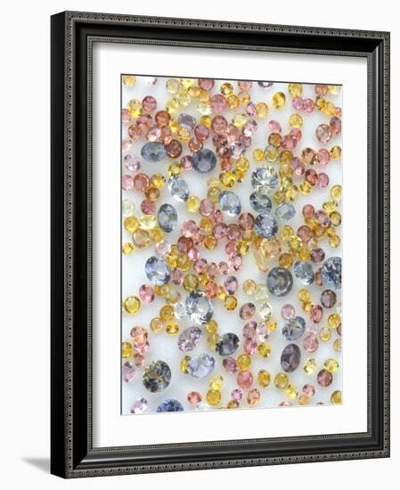 Yogo Sapphires on White-null-Framed Photographic Print