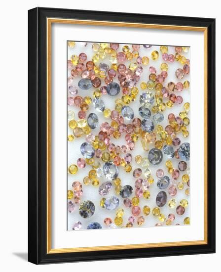 Yogo Sapphires on White-null-Framed Photographic Print