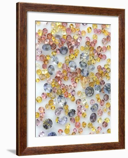 Yogo Sapphires on White-null-Framed Photographic Print