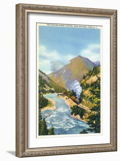 Yoho Nat'l Park, British Columbia - Train in the Kicking Horse Canyon-Lantern Press-Framed Art Print