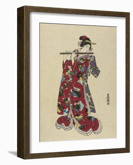 Yokobue, Seven Hole Chinese Flute-Utagawa Toyokuni-Framed Giclee Print