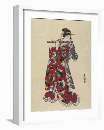 Yokobue, Seven Hole Chinese Flute-Utagawa Toyokuni-Framed Giclee Print