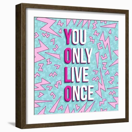 Yolo on 80s Background-cienpies-Framed Art Print