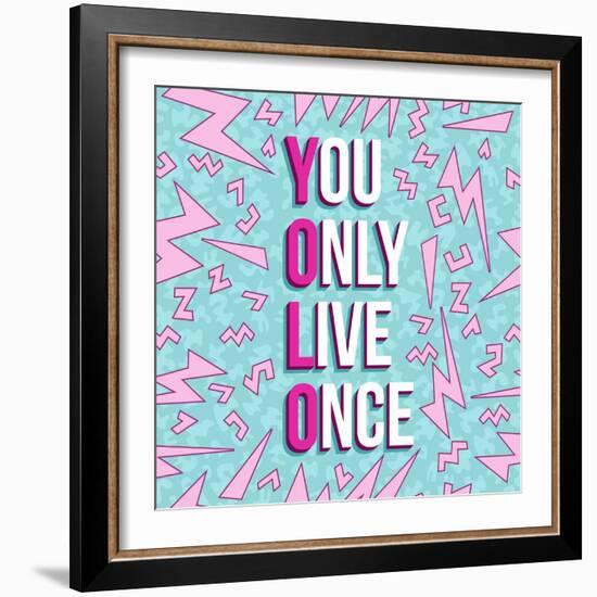 Yolo on 80s Background-cienpies-Framed Art Print