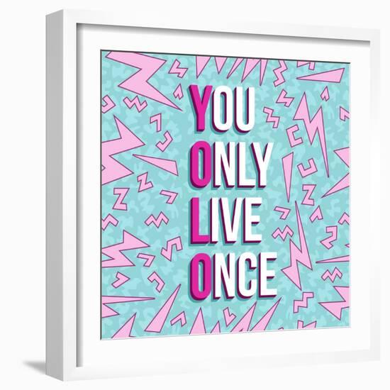 Yolo on 80s Background-cienpies-Framed Art Print