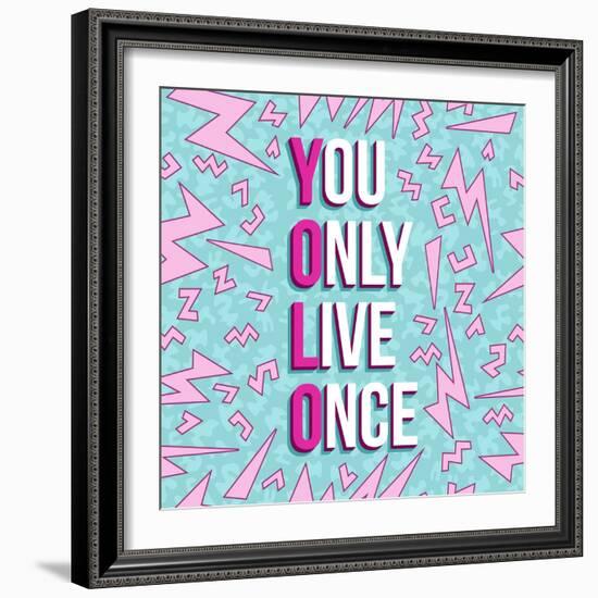 Yolo on 80s Background-cienpies-Framed Art Print