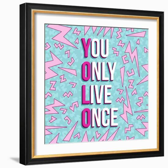 Yolo on 80s Background-cienpies-Framed Art Print