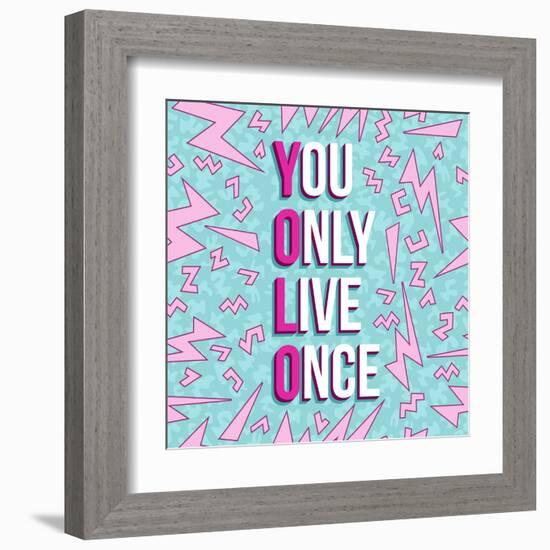 Yolo on 80s Background-cienpies-Framed Art Print