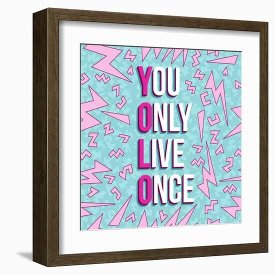 Yolo on 80s Background-cienpies-Framed Art Print