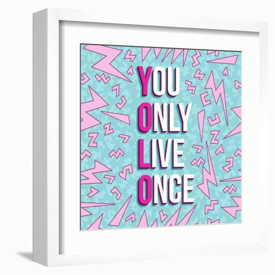 Yolo on 80s Background-cienpies-Framed Art Print