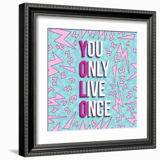 Yolo on 80s Background-cienpies-Framed Art Print