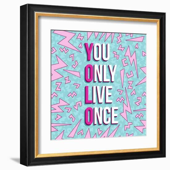 Yolo on 80s Background-cienpies-Framed Art Print