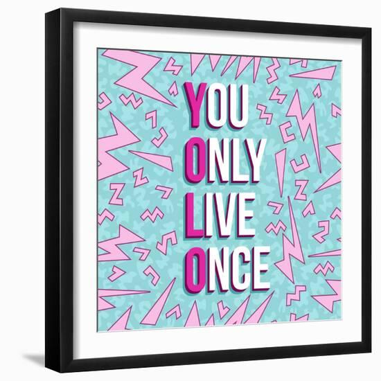 Yolo on 80s Background-cienpies-Framed Premium Giclee Print