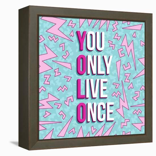 Yolo on 80s Background-cienpies-Framed Stretched Canvas