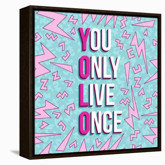 Yolo on 80s Background-cienpies-Framed Stretched Canvas