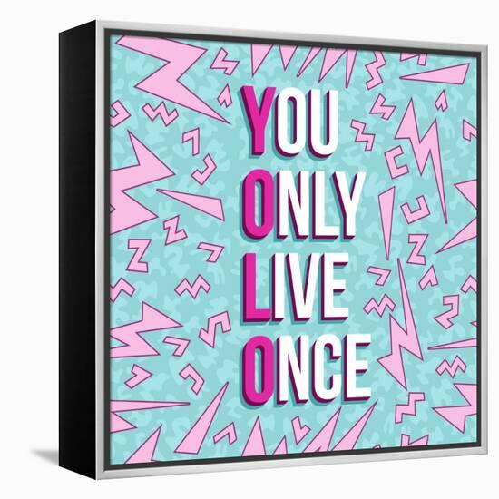 Yolo on 80s Background-cienpies-Framed Stretched Canvas