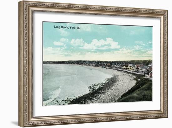 York Beach, Maine - Long Beach Scene-Lantern Press-Framed Art Print