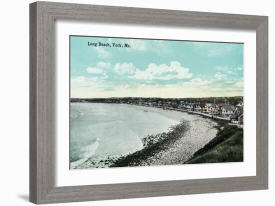 York Beach, Maine - Long Beach Scene-Lantern Press-Framed Art Print