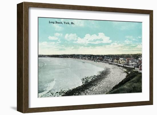 York Beach, Maine - Long Beach Scene-Lantern Press-Framed Art Print