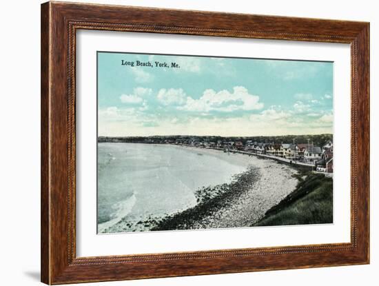 York Beach, Maine - Long Beach Scene-Lantern Press-Framed Art Print