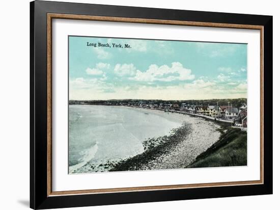 York Beach, Maine - Long Beach Scene-Lantern Press-Framed Art Print