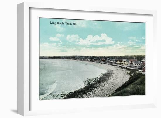 York Beach, Maine - Long Beach Scene-Lantern Press-Framed Art Print