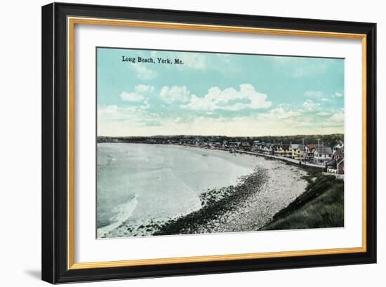 York Beach, Maine - Long Beach Scene-Lantern Press-Framed Art Print