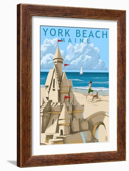 York Beach, Maine - Sand Castle-Lantern Press-Framed Art Print