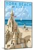 York Beach, Maine - Sand Castle-Lantern Press-Mounted Art Print