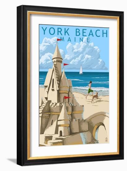 York Beach, Maine - Sand Castle-Lantern Press-Framed Art Print