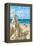 York Beach, Maine - Sand Castle-Lantern Press-Framed Stretched Canvas