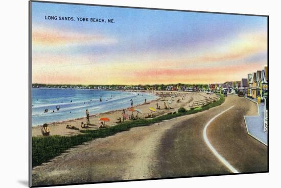 York, Maine - View of the Long Sands at York Beach-Lantern Press-Mounted Art Print