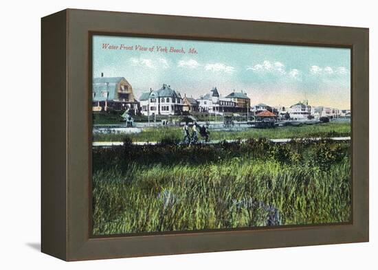 York, Maine, Waterfront View of York Beach-Lantern Press-Framed Stretched Canvas