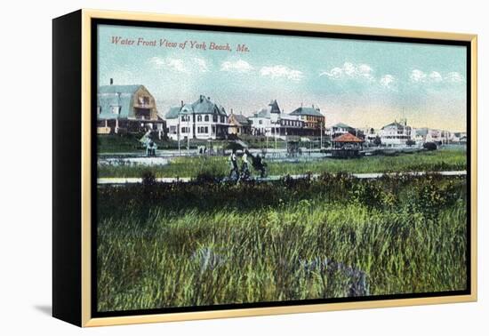 York, Maine, Waterfront View of York Beach-Lantern Press-Framed Stretched Canvas