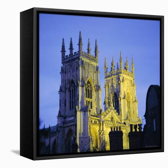 York Minster Floodlit, York, Yorkshire, England, UK, Europe-Roy Rainford-Framed Premier Image Canvas