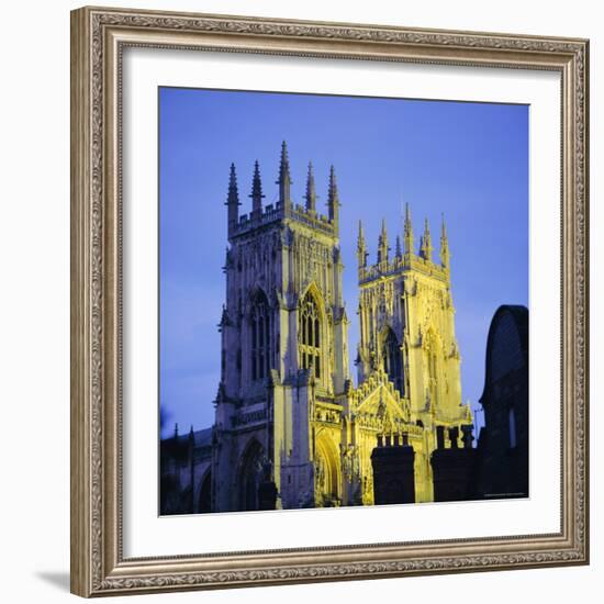 York Minster Floodlit, York, Yorkshire, England, UK, Europe-Roy Rainford-Framed Photographic Print