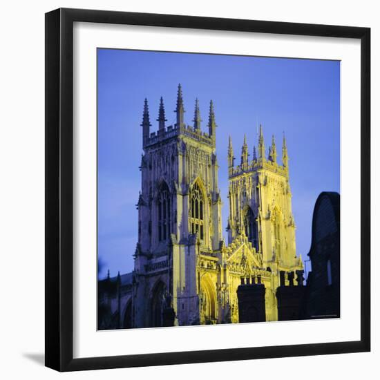 York Minster Floodlit, York, Yorkshire, England, UK, Europe-Roy Rainford-Framed Photographic Print