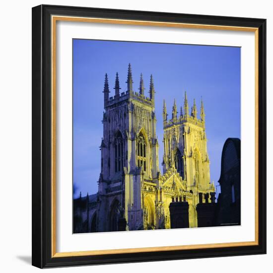 York Minster Floodlit, York, Yorkshire, England, UK, Europe-Roy Rainford-Framed Photographic Print