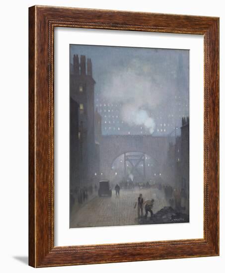 York Street Leading to Charles Street, Manchester, 1913 (Oil on Linen)-Adolphe Valette-Framed Giclee Print