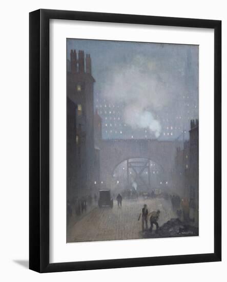 York Street Leading to Charles Street, Manchester, 1913 (Oil on Linen)-Adolphe Valette-Framed Giclee Print