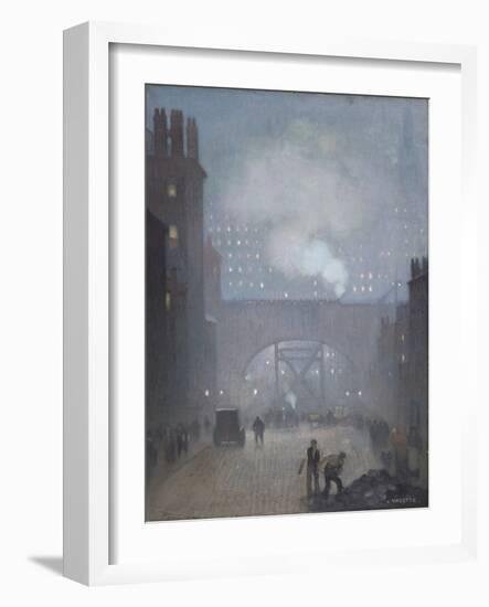 York Street Leading to Charles Street, Manchester, 1913 (Oil on Linen)-Adolphe Valette-Framed Giclee Print