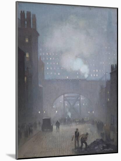 York Street Leading to Charles Street, Manchester, 1913 (Oil on Linen)-Adolphe Valette-Mounted Giclee Print