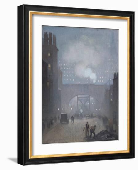 York Street Leading to Charles Street, Manchester, 1913 (Oil on Linen)-Adolphe Valette-Framed Giclee Print