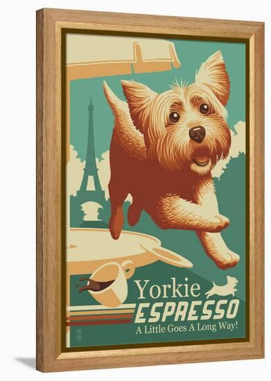 Yorkshire Terrier - Retro Yorkie Espresso Ad-Lantern Press-Framed Stretched Canvas