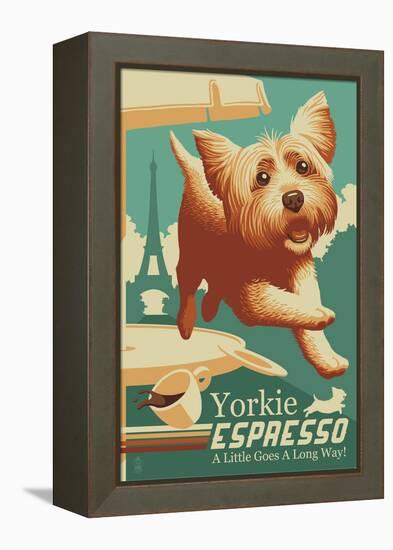 Yorkshire Terrier - Retro Yorkie Espresso Ad-Lantern Press-Framed Stretched Canvas