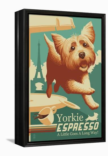 Yorkshire Terrier - Retro Yorkie Espresso Ad-Lantern Press-Framed Stretched Canvas